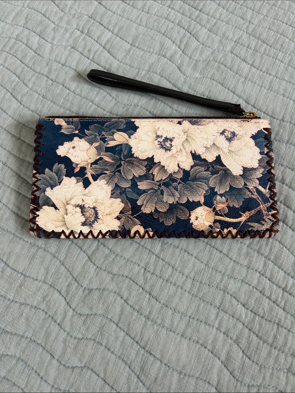 Floral Navy Wristlet Clutch
